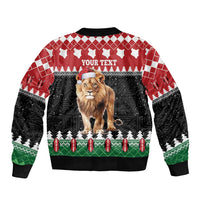 Personalized Kenya Christmas Bomber Jacket Lion Santa - Heri Ya Krismasi! - Wonder Print Shop