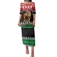 Personalized Kenya Christmas Family Matching Puletasi and Hawaiian Shirt Lion Santa - Heri Ya Krismasi! - Wonder Print Shop