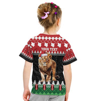 Personalized Kenya Christmas Kid T Shirt Lion Santa - Heri Ya Krismasi! - Wonder Print Shop