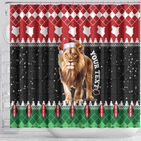 Personalized Kenya Christmas Shower Curtain Lion Santa - Heri Ya Krismasi!