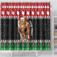 Personalized Kenya Christmas Shower Curtain Lion Santa - Heri Ya Krismasi!