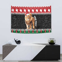 Personalized Kenya Christmas Tapestry Lion Santa - Heri Ya Krismasi! - Wonder Print Shop