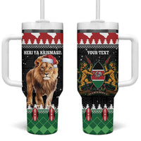 Personalized Kenya Christmas Tumbler With Handle Lion Santa - Heri Ya Krismasi! - Wonder Print Shop