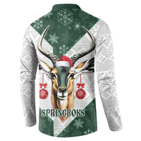 South Africa Springboks Christmas Button Sweatshirt Bokke Santa - Geseende Kersfees - Wonder Print Shop