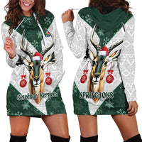 South Africa Springboks Christmas Hoodie Dress Bokke Santa - Geseende Kersfees - Wonder Print Shop