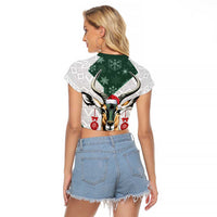 South Africa Springboks Christmas Raglan Cropped T Shirt Bokke Santa - Geseende Kersfees - Wonder Print Shop