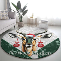 South Africa Springboks Christmas Round Carpet Bokke Santa - Geseende Kersfees