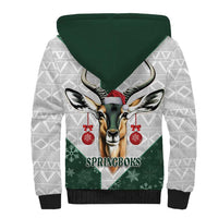 South Africa Springboks Christmas Sherpa Hoodie Bokke Santa - Geseende Kersfees - Wonder Print Shop