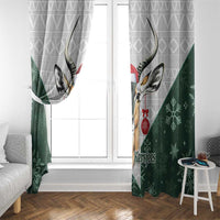 South Africa Springboks Christmas Window Curtain Bokke Santa - Geseende Kersfees - Wonder Print Shop