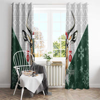 South Africa Springboks Christmas Window Curtain Bokke Santa - Geseende Kersfees - Wonder Print Shop