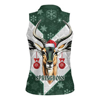 South Africa Springboks Christmas Women Sleeveless Polo Shirt Bokke Santa - Geseende Kersfees - Wonder Print Shop