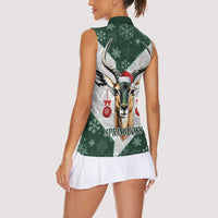 South Africa Springboks Christmas Women Sleeveless Polo Shirt Bokke Santa - Geseende Kersfees - Wonder Print Shop