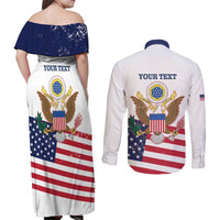 Personalized United States 250th Anniversary Couples Matching Off Shoulder Maxi Dress and Long Sleeve Button Shirt USA 4th Of July Proud - Wonder Print Shop