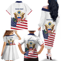 Personalized United States 250th Anniversary Family Matching Off The Shoulder Long Sleeve Dress and Hawaiian Shirt USA 4th Of July Proud - Wonder Print Shop