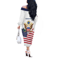 Personalized United States 250th Anniversary Off The Shoulder Long Sleeve Dress USA 4th Of July Proud - Wonder Print Shop