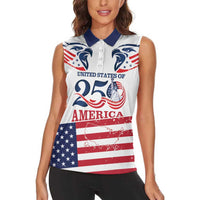 Personalized United States 250th Anniversary Women Sleeveless Polo Shirt USA 4th Of July Proud - Wonder Print Shop