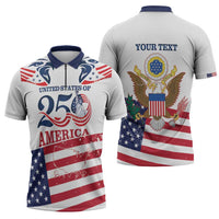Personalized United States 250th Anniversary Zipper Polo Shirt USA 4th Of July Proud - Wonder Print Shop
