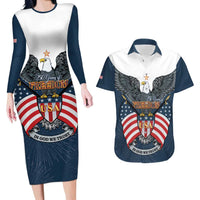 Personalized United States 4th Of July Couples Matching Long Sleeve Bodycon Dress and Hawaiian Shirt 250 Years Of Freedom USA Power Eagle - Wonder Print Shop