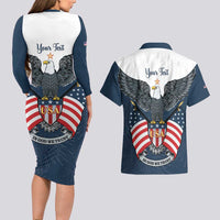 Personalized United States 4th Of July Couples Matching Long Sleeve Bodycon Dress and Hawaiian Shirt 250 Years Of Freedom USA Power Eagle - Wonder Print Shop