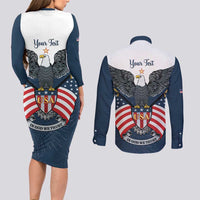 Personalized United States 4th Of July Couples Matching Long Sleeve Bodycon Dress and Long Sleeve Button Shirt 250 Years Of Freedom USA Power Eagle - Wonder Print Shop