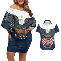 Personalized United States 4th Of July Couples Matching Off Shoulder Short Dress and Hawaiian Shirt 250 Years Of Freedom USA Power Eagle - Wonder Print Shop