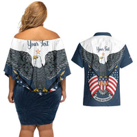 Personalized United States 4th Of July Couples Matching Off Shoulder Short Dress and Hawaiian Shirt 250 Years Of Freedom USA Power Eagle - Wonder Print Shop