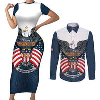 Personalized United States 4th Of July Couples Matching Short Sleeve Bodycon Dress and Long Sleeve Button Shirt 250 Years Of Freedom USA Power Eagle - Wonder Print Shop