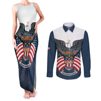 Personalized United States 4th Of July Couples Matching Tank Maxi Dress and Long Sleeve Button Shirt 250 Years Of Freedom USA Power Eagle - Wonder Print Shop
