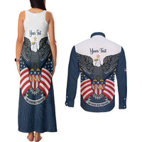 Personalized United States 4th Of July Couples Matching Tank Maxi Dress and Long Sleeve Button Shirt 250 Years Of Freedom USA Power Eagle - Wonder Print Shop