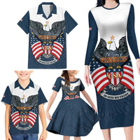 Personalized United States 4th Of July Family Matching Long Sleeve Bodycon Dress and Hawaiian Shirt 250 Years Of Freedom USA Power Eagle - Wonder Print Shop