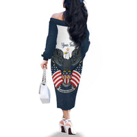 Personalized United States 4th Of July Family Matching Off The Shoulder Long Sleeve Dress and Hawaiian Shirt 250 Years Of Freedom USA Power Eagle - Wonder Print Shop