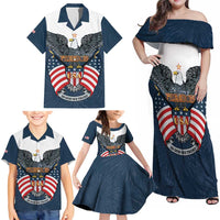 Personalized United States 4th Of July Family Matching Off Shoulder Maxi Dress and Hawaiian Shirt 250 Years Of Freedom USA Power Eagle - Wonder Print Shop