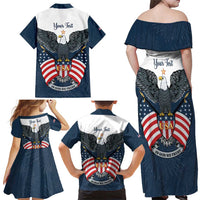 Personalized United States 4th Of July Family Matching Off Shoulder Maxi Dress and Hawaiian Shirt 250 Years Of Freedom USA Power Eagle - Wonder Print Shop