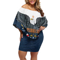 Personalized United States 4th Of July Family Matching Off Shoulder Short Dress and Hawaiian Shirt 250 Years Of Freedom USA Power Eagle - Wonder Print Shop