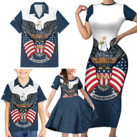 Personalized United States 4th Of July Family Matching Short Sleeve Bodycon Dress and Hawaiian Shirt 250 Years Of Freedom USA Power Eagle - Wonder Print Shop