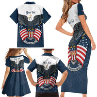 Personalized United States 4th Of July Family Matching Short Sleeve Bodycon Dress and Hawaiian Shirt 250 Years Of Freedom USA Power Eagle - Wonder Print Shop