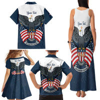Personalized United States 4th Of July Family Matching Tank Maxi Dress and Hawaiian Shirt 250 Years Of Freedom USA Power Eagle - Wonder Print Shop