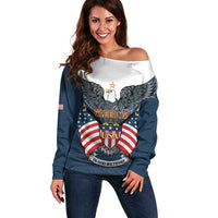 Personalized United States 4th Of July Off Shoulder Sweater 250 Years Of Freedom USA Power Eagle - Wonder Print Shop