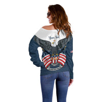 Personalized United States 4th Of July Off Shoulder Sweater 250 Years Of Freedom USA Power Eagle - Wonder Print Shop