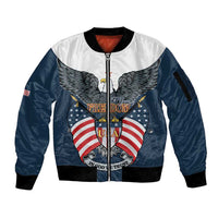 Personalized United States 4th Of July Sleeve Zip Bomber Jacket 250 Years Of Freedom USA Power Eagle - Wonder Print Shop