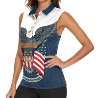 Personalized United States 4th Of July Women Sleeveless Polo Shirt 250 Years Of Freedom USA Power Eagle - Wonder Print Shop