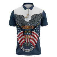 Personalized United States 4th Of July Zipper Polo Shirt 250 Years Of Freedom USA Power Eagle - Wonder Print Shop