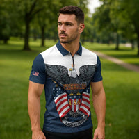 Personalized United States 4th Of July Zipper Polo Shirt 250 Years Of Freedom USA Power Eagle - Wonder Print Shop