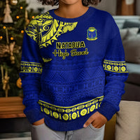 Personalised Fiji Natabua High School Kid Ugly Christmas Sweater Fijian Tapa Pattern - Wonder Print Shop