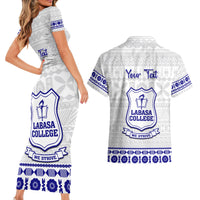 Personalised Fiji Labasa College Couples Matching Short Sleeve Bodycon Dress and Hawaiian Shirt Fijian Tapa Pattern - Wonder Print Shop