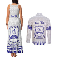 Personalised Fiji Labasa College Couples Matching Tank Maxi Dress and Long Sleeve Button Shirt Fijian Tapa Pattern - Wonder Print Shop
