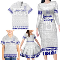 Personalised Fiji Labasa College Family Matching Long Sleeve Bodycon Dress and Hawaiian Shirt Fijian Tapa Pattern - Wonder Print Shop