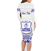 Personalised Fiji Labasa College Family Matching Long Sleeve Bodycon Dress and Hawaiian Shirt Fijian Tapa Pattern - Wonder Print Shop