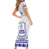 Personalised Fiji Labasa College Family Matching Short Sleeve Bodycon Dress and Hawaiian Shirt Fijian Tapa Pattern - Wonder Print Shop