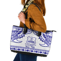 Personalised Fiji Labasa College Leather Tote Bag Fijian Tapa Pattern - Wonder Print Shop